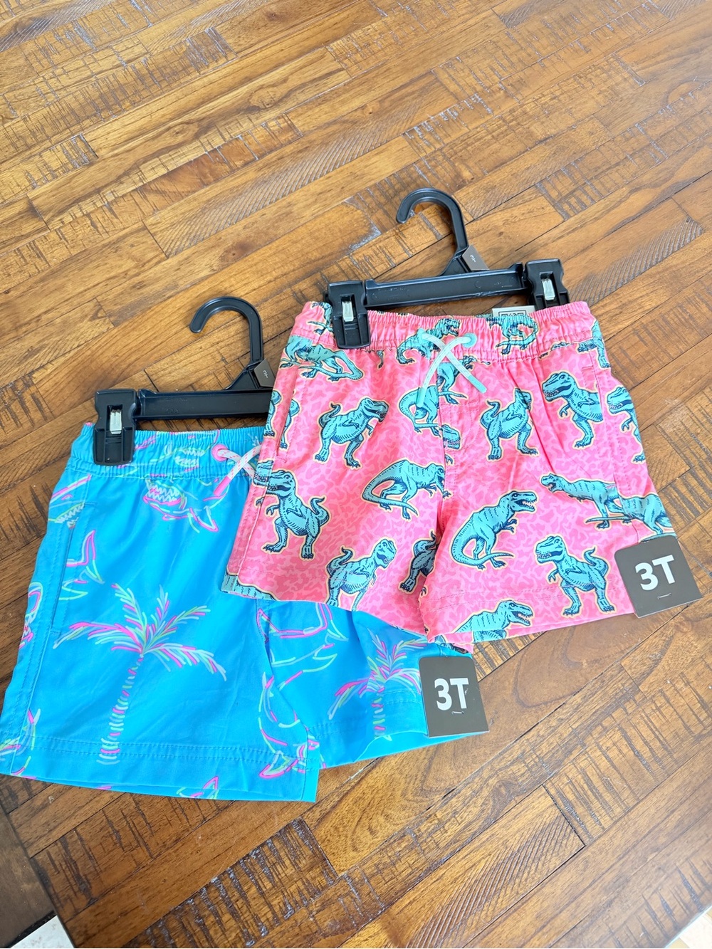 Toddler 2-Pack Swim Shorts - Pink Dinosaur & Blue Palm Prints, 3T